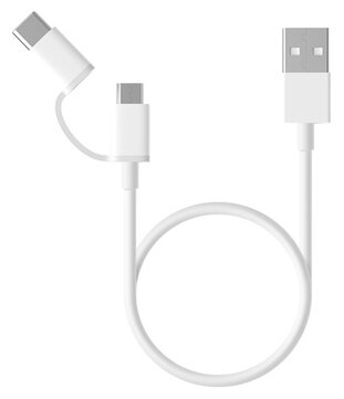 Кабель Xiaomi USB - microUSB / USB Type-C 0.3 м белый фото 1