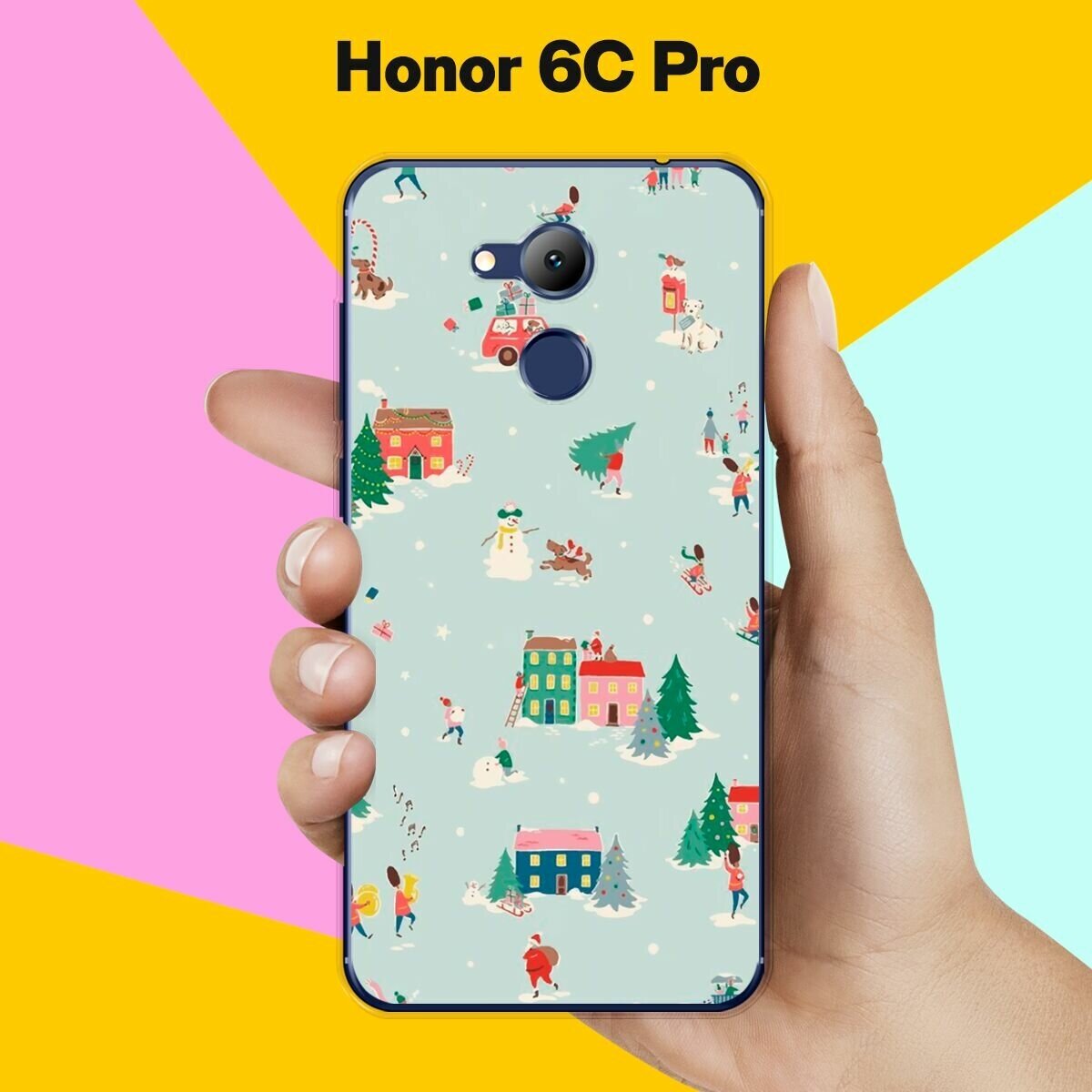 Силиконовый чехол на Honor 6C Pro Узор новогодний / для Хонор 6Ц Про