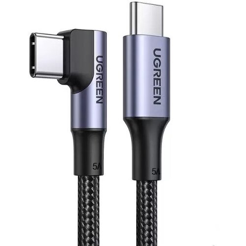 кабель ugreen us334 usb c to usb c angled round cable 3 метра чёрный 20583 Кабель Ugreen US334 USB-C to USB-C Angled Round Cable (3 метра) чёрный (20583)