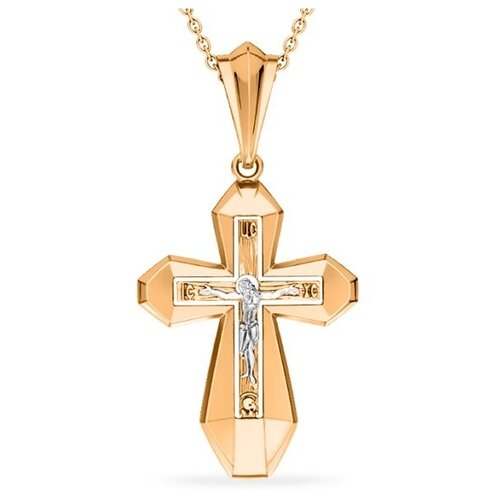 крест даръ крест из красного золота святой николай чудотворец 21265 Крестик SANIS, красное золото, 585 проба