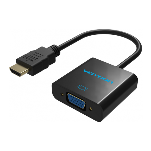 Кабель Vention HDMI - VGA / mini jack / micro USB (VAA-V05), 0.17 м, черный кабель hdmi 19m vga 15f jack 3 5mm f 20см черный vention vaa v05 achbb