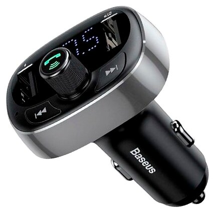 Автомобильное зарядное устройство Baseus T typed Bluetooth MP3 charger with car holder, серебристый