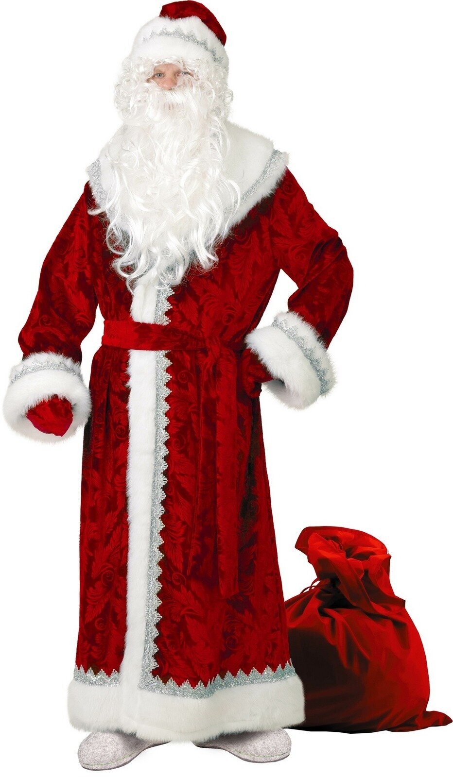 Костюм Дед Мороз велюр тиснение красный взр (199-1), размер 54, цвет мультиколор, бренд Батик
