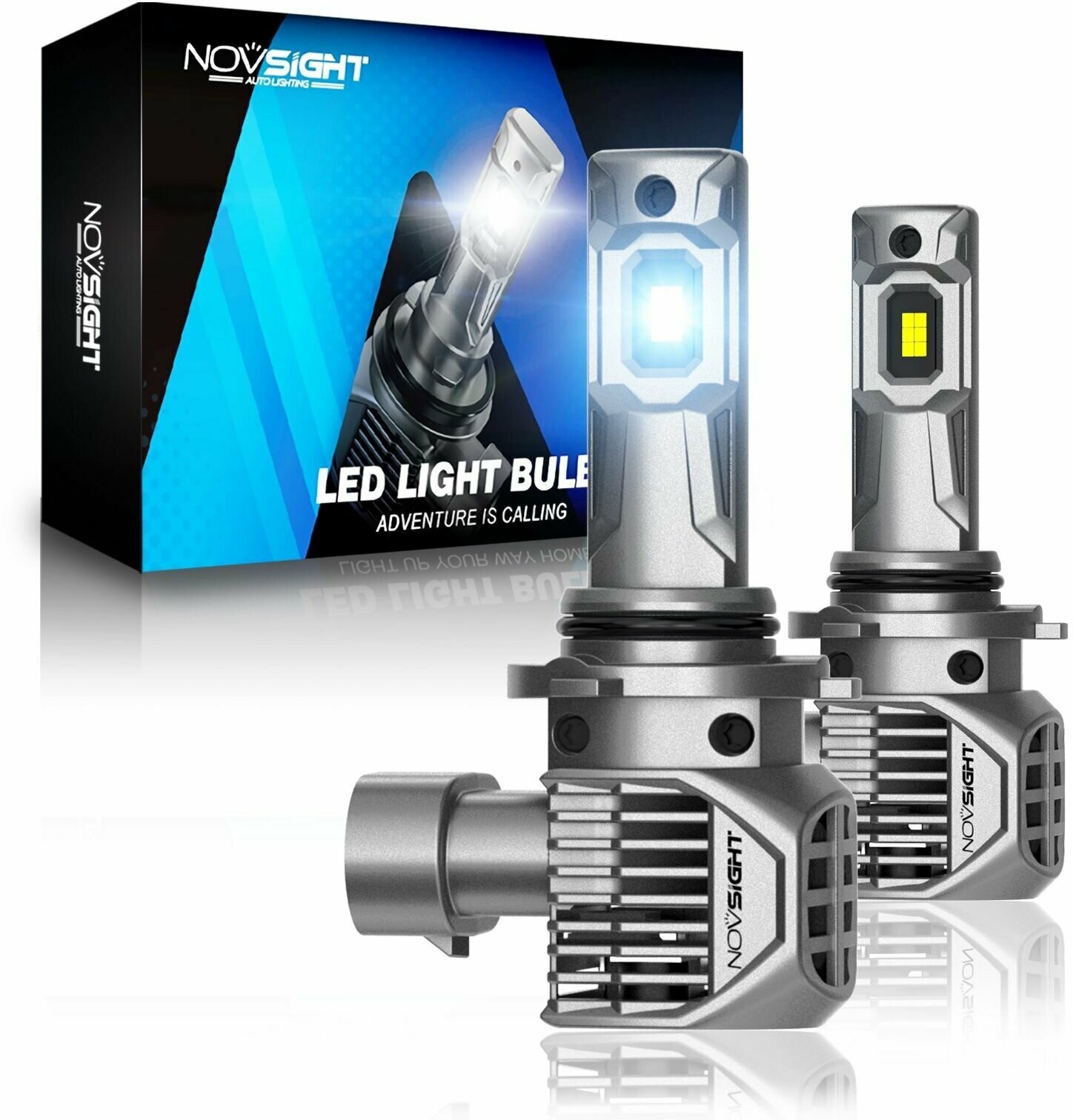 Светодиодная лампа Novsight N62 HB3 9005 цоколь P20d 100Вт 2шт 6500К 22000Лм белый свет LED автомобильная