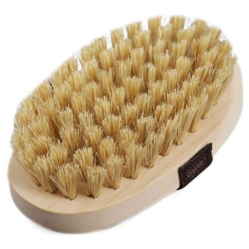 Щетка массажная банная с щетиной из кактусовой койры, с ремешком, жесткая, 12 см