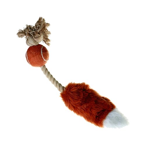Игрушка для собак GiGwi Dog Toys Лисий хвост без набивки (75074), коричневый, 1шт. gigwi игрушка для собак мячик с лисьим хвостом и пищалкой ткань веревочный и теннисный материал 4 шт