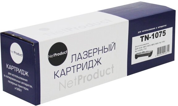 Тонер-картридж NetProduct (N-TN-1075) для Brother HL-1010R/1112R/DCP-1510R/MFC-1810R, 1K