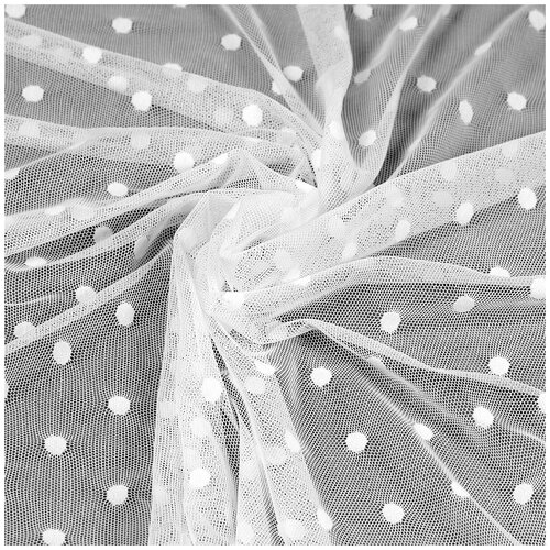 Сетка эластичная Горох KRUZHEVO арт.TBY.00129 шир.160см цв.01 белый рул.5м
