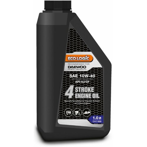 Масло для садовой техники Daewoo Power Products 4 Stroke Engine Oil SAE 10W-40 SJ/CF, 1 л масло для садовой техники daewoo power products 4 stroke winter oil sae 5w 30 sj cf 1 л