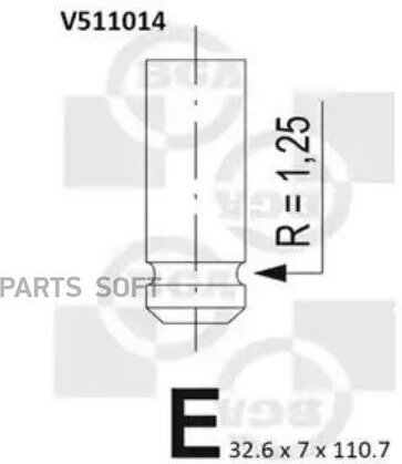 BGA V511014 клапан выпускной 32.6x7x110.7 EX REN CLIO II/LAGUNA II/MEGANE I-II/SCENIC I 1.9DCI/DTI 97- выпуск