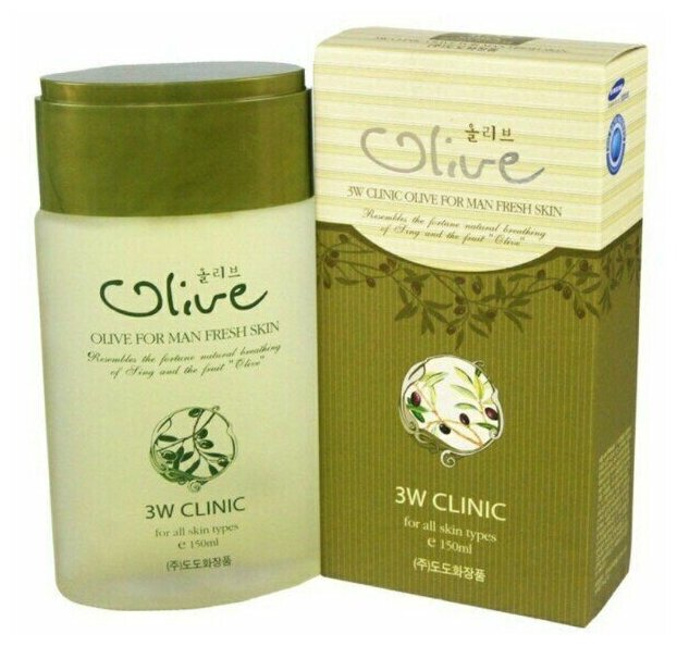 3W Clinic Тоник увлажняющий Olive For Man Fresh Skin, 150 мл