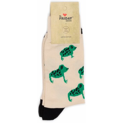 Носки St. Friday Носки с рисунками St.Friday Socks x Антон тут рядом, размер 38-41 , зеленый, черный st friday socks тигр антон 38 41