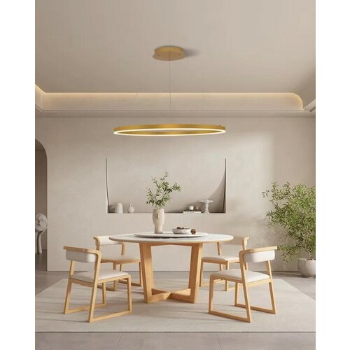 Подвесная светодиодная люстра кольцо 60 золотая