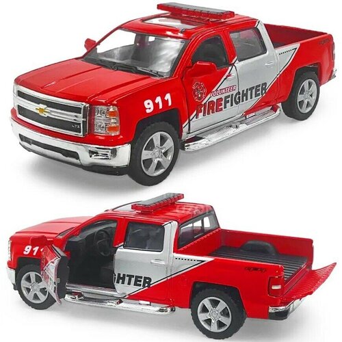 Машинка 2014 Chevrolet Silverado Fire Fighter инерционная металлическая KT5381DPR1 коллекционная модель 1:46 подарок мальчику Kinsmart детская машинка металлическая инерционная 2014 chevrolet silverado 1 46 kinsmart