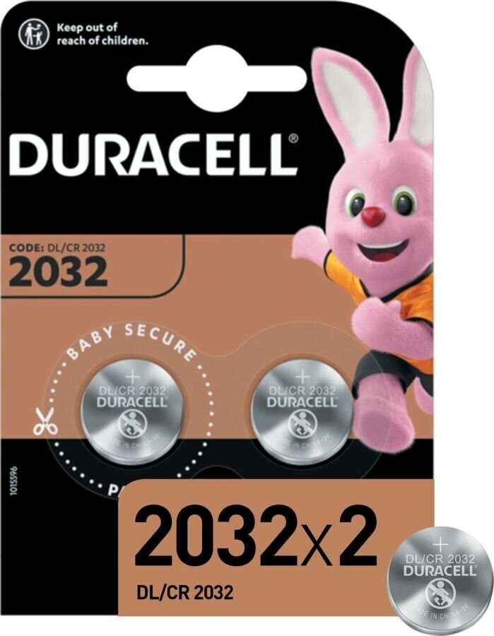 Батарея Duracell, CR2032, 3V, 2 шт. (CR2032-2BL)