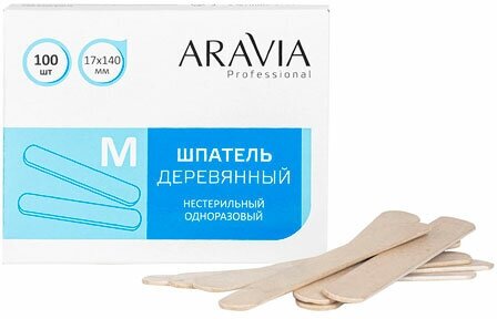 ARAVIA Professional Шпатель деревянный одноразовый размер М 100 шт.