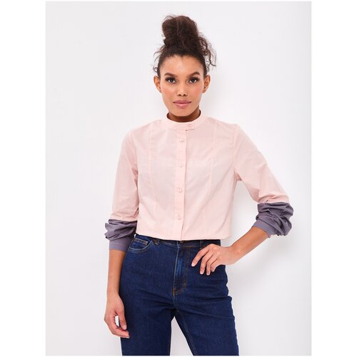Рубашка Klim, размер 48, серый, розовый женская офисная блузка повседневная однотонная приталенная рубашка большого размера весна лето 2019