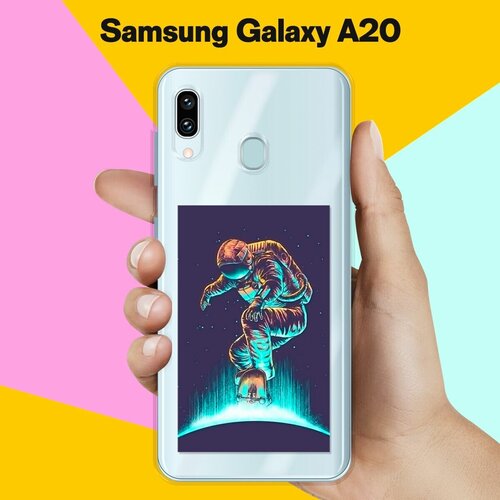 Силиконовый чехол Астронавт-скейтер на Samsung Galaxy A20