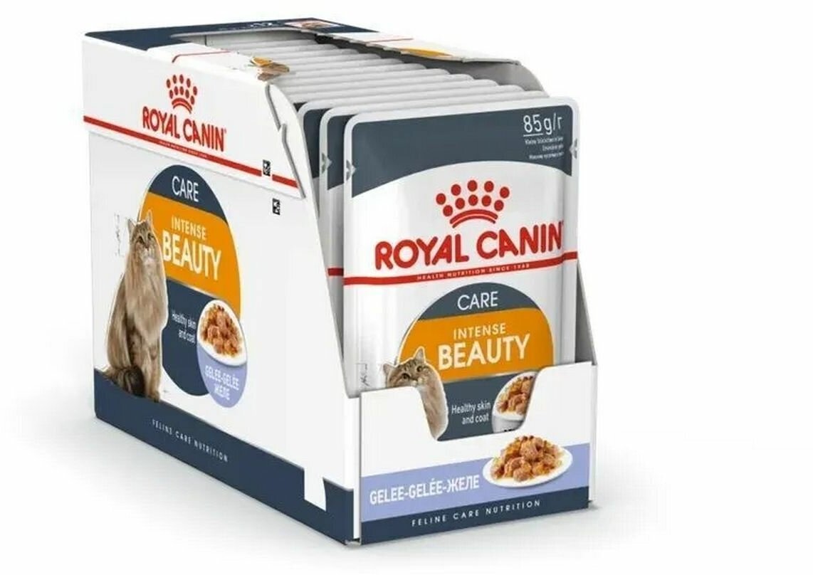 Влажный корм для кошек Royal Canin Intense Beauty 85 г кусочки в соусе для поддержания красоты шерсти (24 шт х 85 г) - фотография № 8