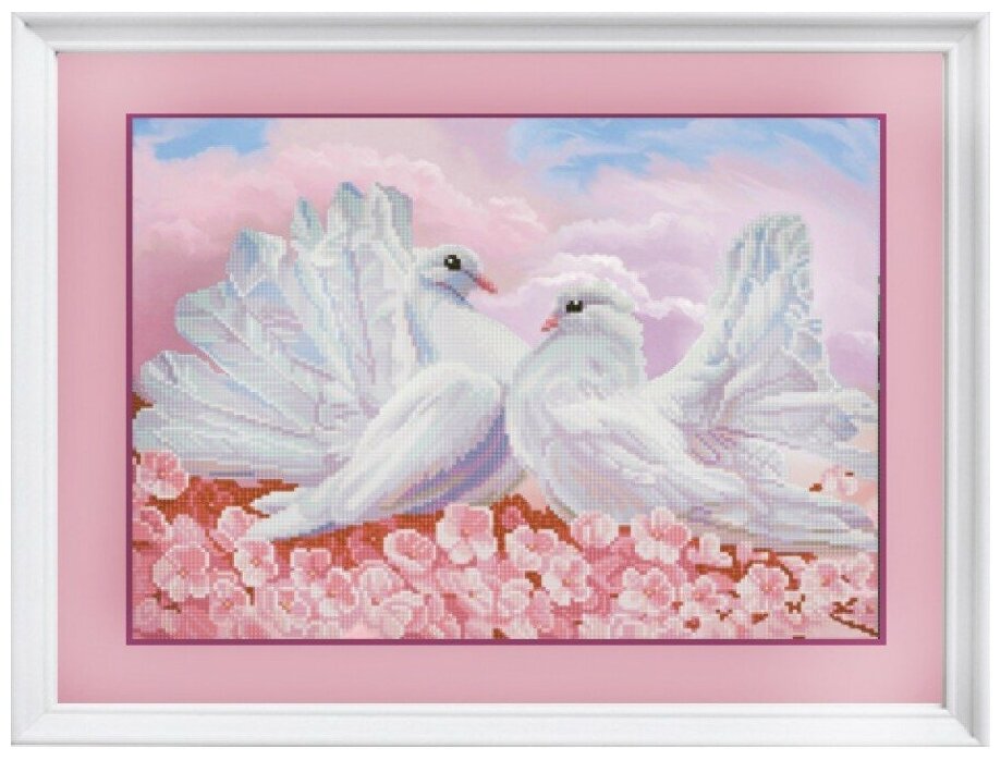 Рисунок на ткани (Бисер) конёк арт. 1279 Любовь и голуби 29х39 см