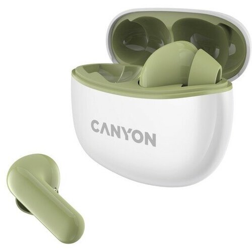 Наушники Canyon TWS-5 вакуумные микрофон сенсор BT 53 40500 мАч IP33 зеленые 261500₽