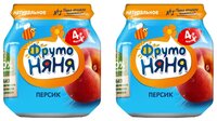 Пюре ФрутоНяня Из персиков натуральное (с 4 месяцев) 100 г, 2 шт