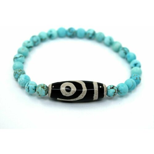 фото Handinsilver ( посеребриручку ) браслет из матовой бирюзы 6мм с двуглазой бусиной дзи