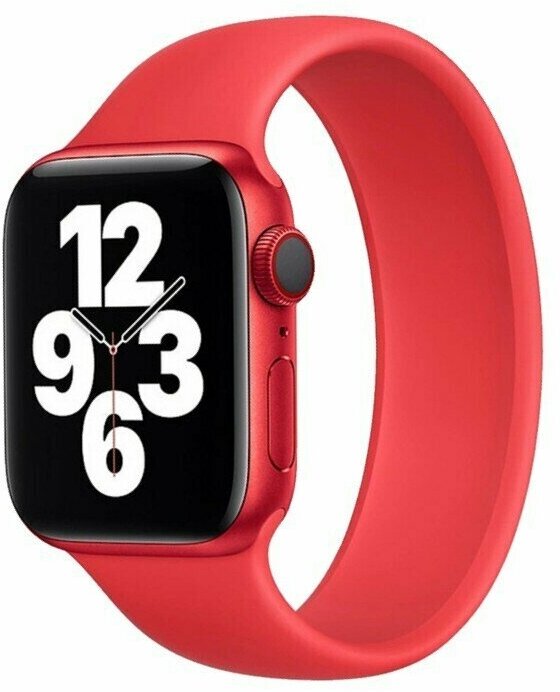 Ремешок для Apple Watch 42/44 mm Sport Band монобраслет силиконовый (размер S/150 мм) <красный>