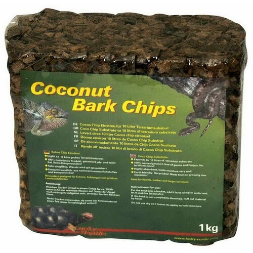 субстрат кокосовая стружка 0 2л Субстрат для террариумов LUCKY REPTILE Coconut Bark Chips, коричневый, 1кг (Германия)