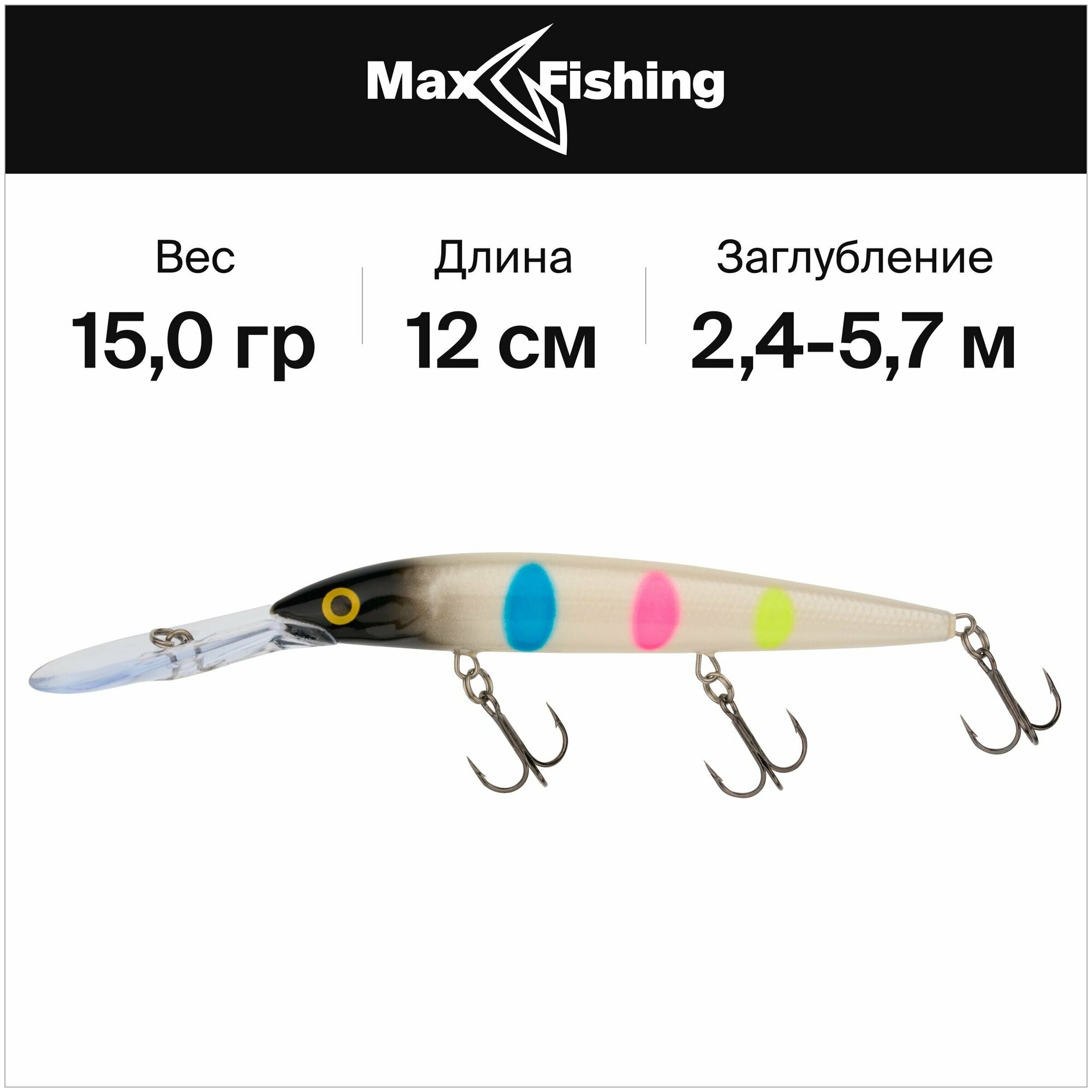 Воблеры для рыбалки Rapala Down Deep Husky Jerk 12 #BWB 15 гр 2,4-5,7 м.