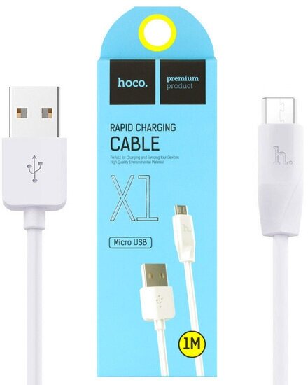 Data кабель USB HOCO X1 micro usb, 1 метр, белый
