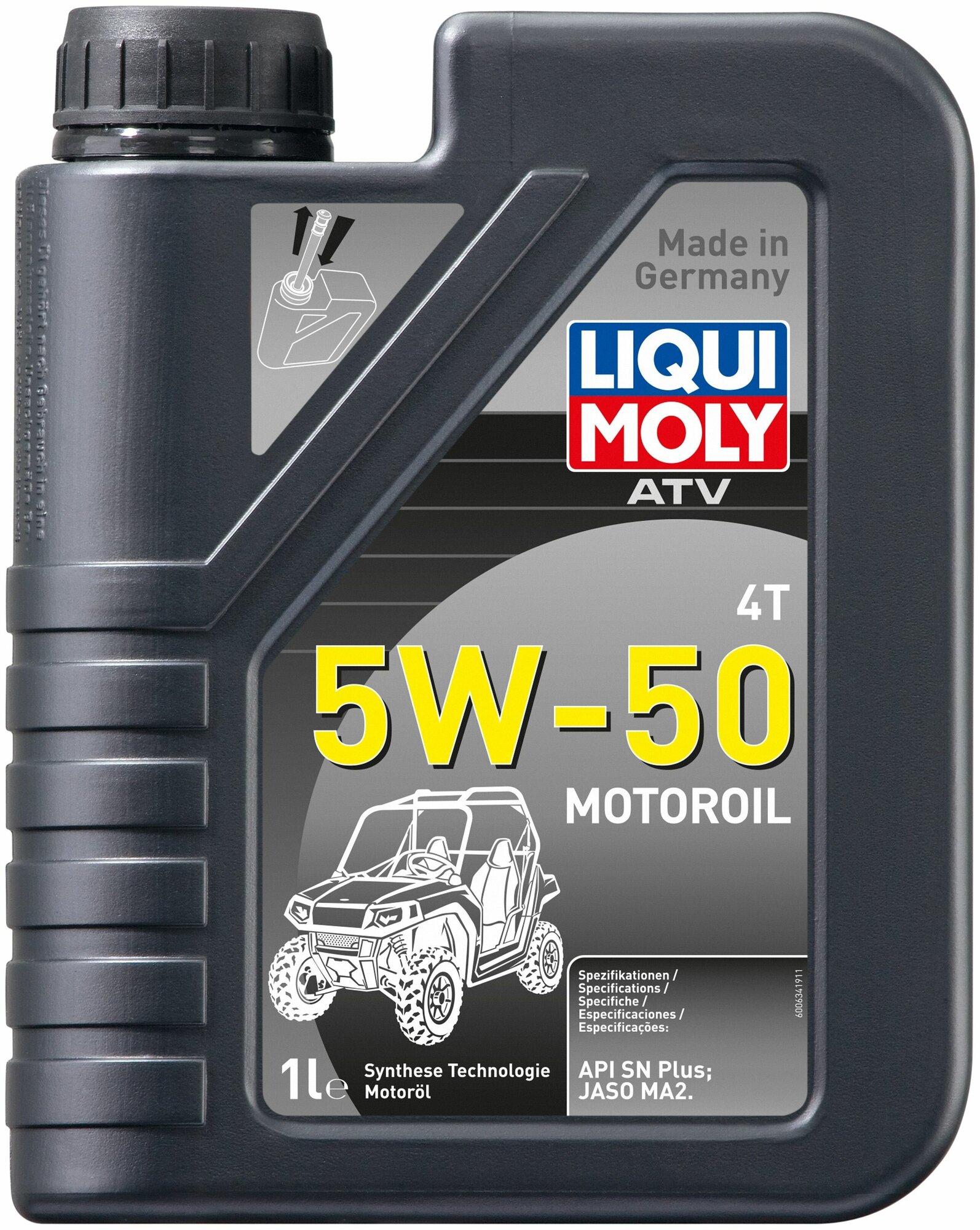 20737 LiquiMoly НС-синтетическое моторное масло для 4-тактных мотоциклов ATV 4T Motoroil 5W-50 1л