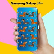 Силиконовый чехол на Samsung Galaxy J4+ Узор из такс / для Самсунг Галакси Джей 4 Плюс 2018