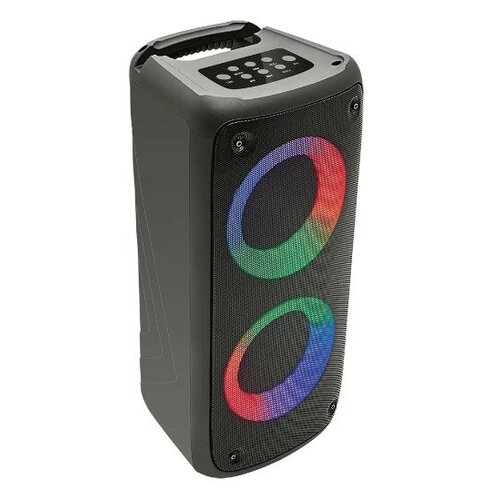 Perfeo Bluetooth-колонка DUAL RING 4 LED FM MP3 USBmicroSD AUX TWS MIC 10Вт черная 412800₽