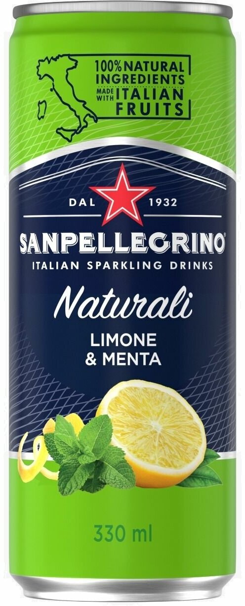 Лимонад San Pellegrino Сан Пеллегрино Лимон и Мята, в жестяной банке, 330 мл