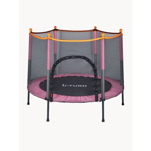 Батут детский 140 см, розовый цвет, максимальный вес 120 кг, с защитной сеткой (Арт. БСП-0280)