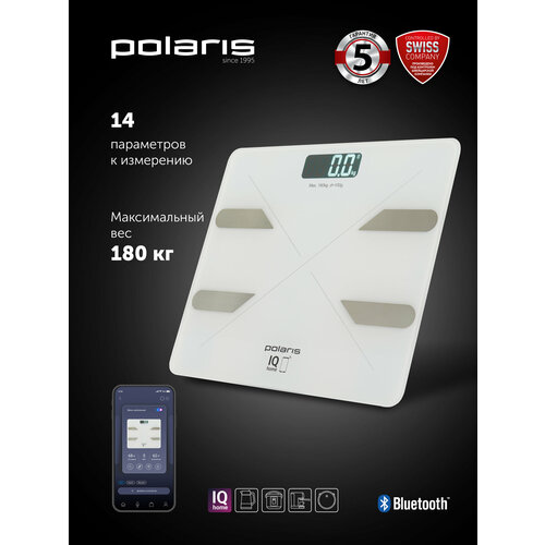 Весы напольные электронные Polaris PWS 1898 IQ Home Белый