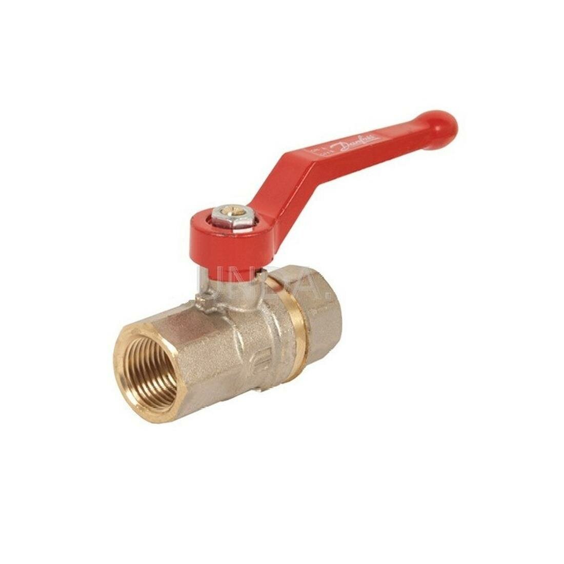 Шаровой кран латунный полнопроходной 1/2" ВР, ручка-рычаг, BVR, Danfoss 065B8207 lnd