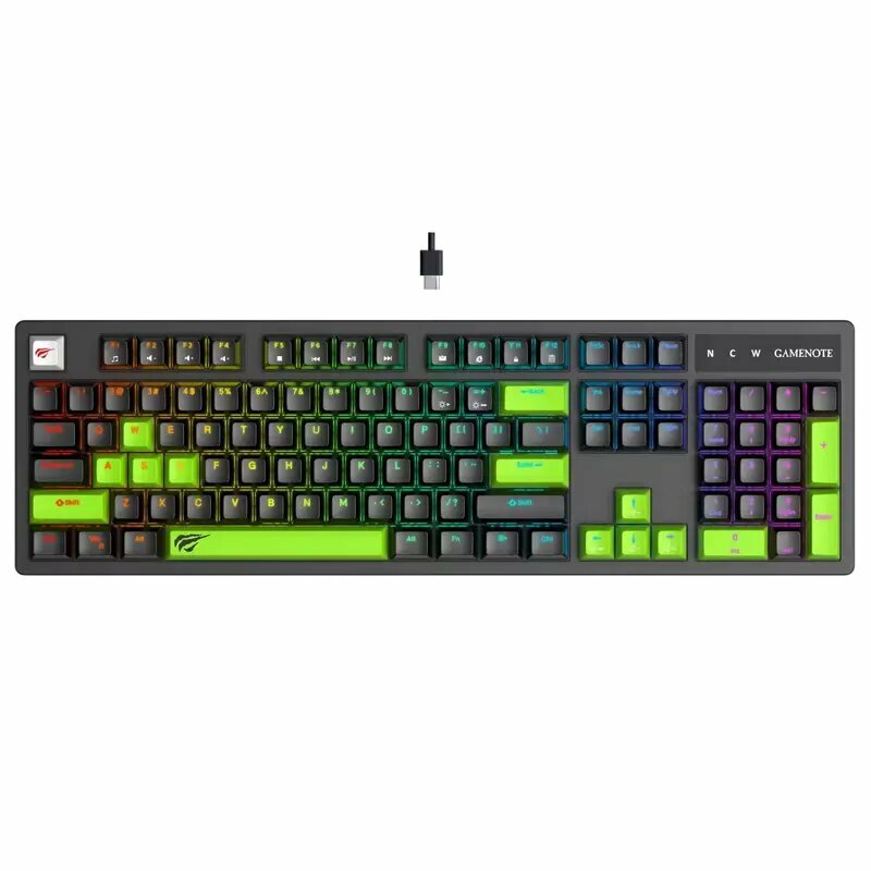 Механическая игровая клавиатура Havit KB893L RGB, 104 клавиши, синие переключатели