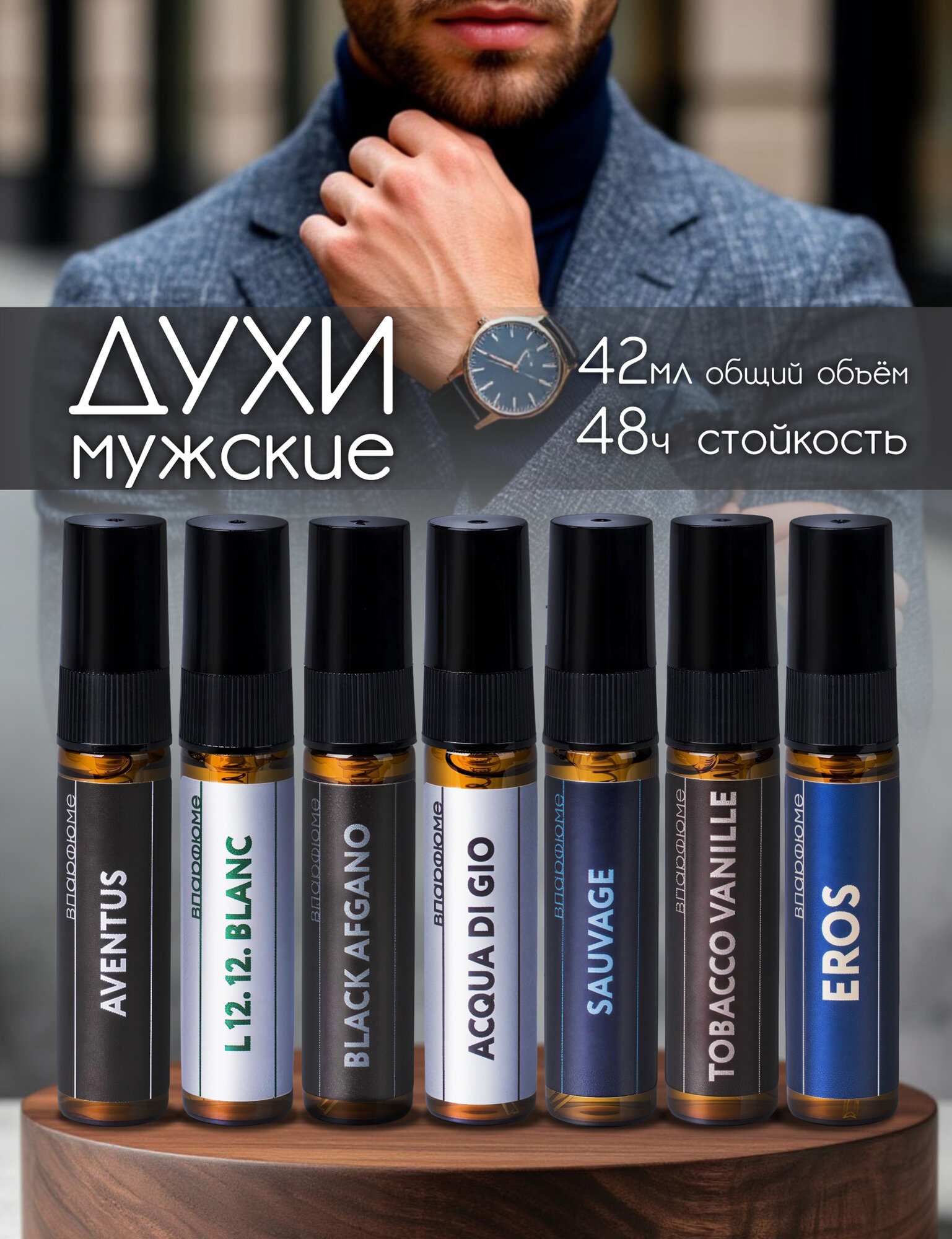 Мужские духи. Набор из 7 ароматов парфюма мужского. Отличный подарок мужчине