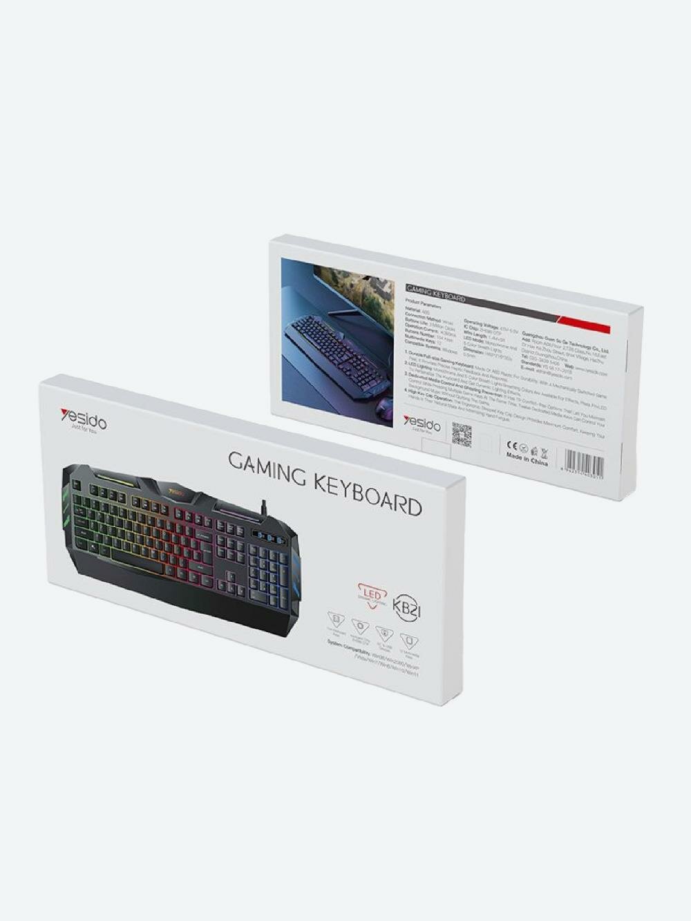 Игровая клавиатура Yesido KB21 RGB, 104 клавиши, эргономичный дизайн, механическое ощущение, кабель 1.5м