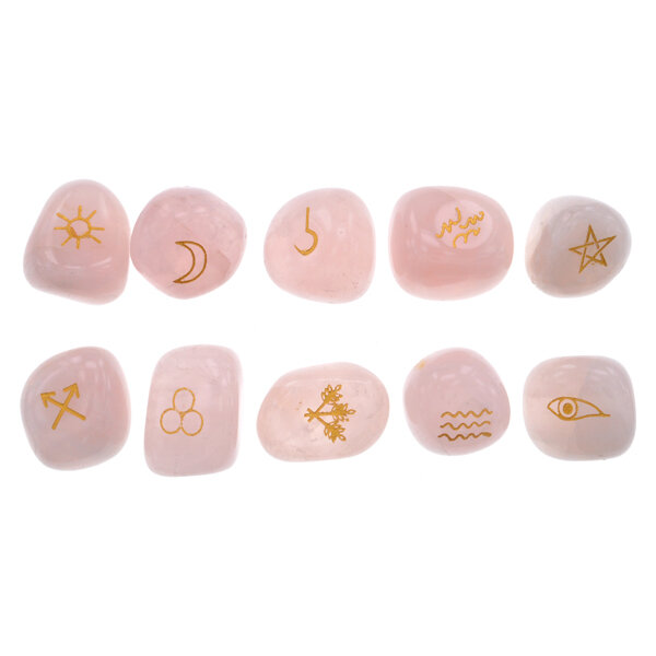 Ведьмины руны 10шт 12х11см натуральный розовый кварц