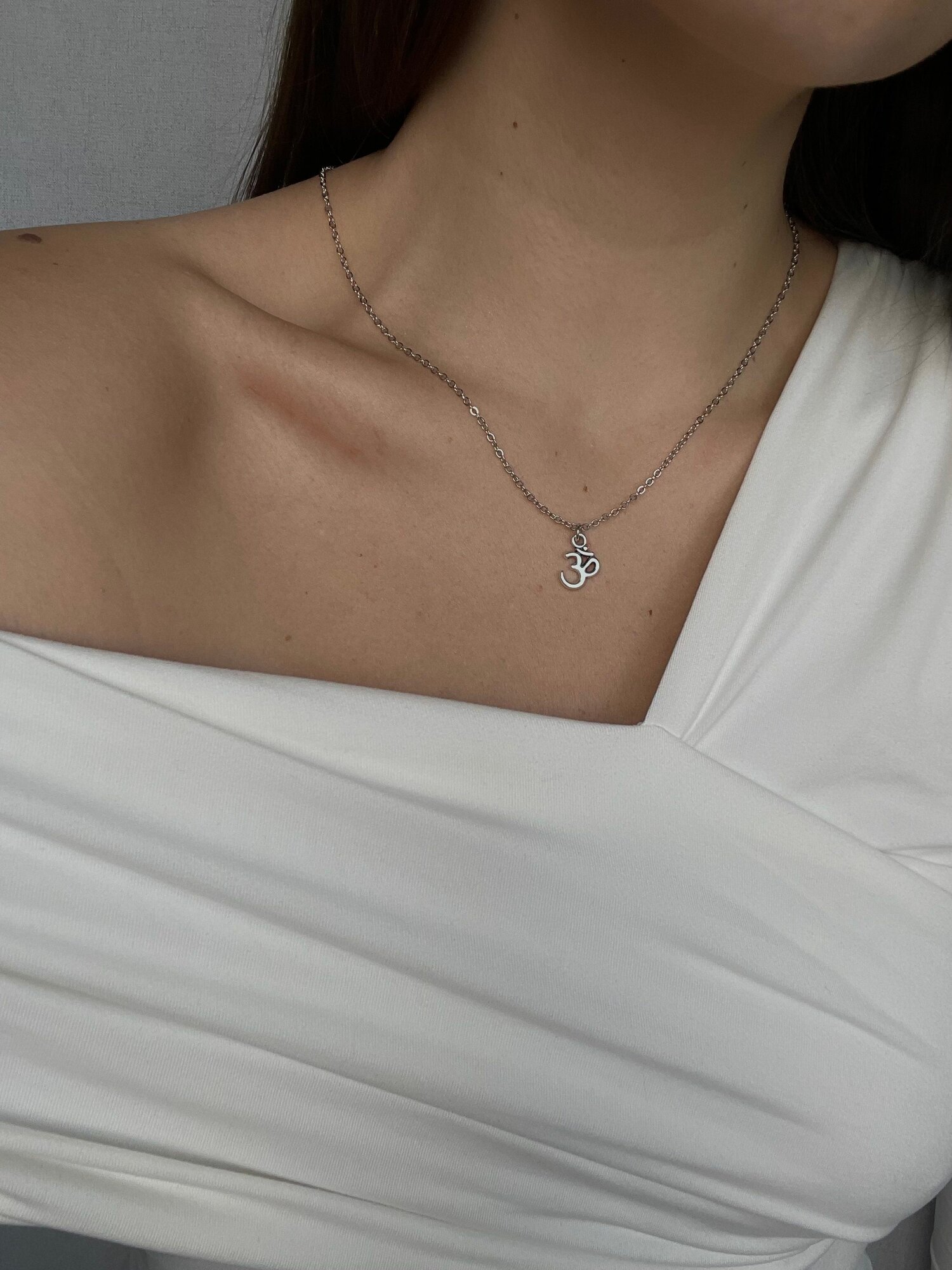 Колье, длина 45 см, серебро