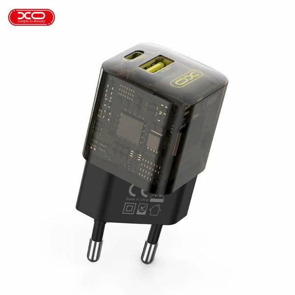 Комплект для быстрой зарядки XO, CE05, 30W, USB Type-A, Type-C, черный — фото 1