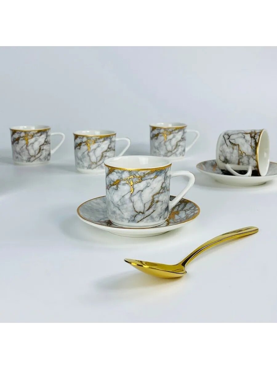 Кофейный набор на 6 персон 12 предметов Lenardi 100мл фарфор