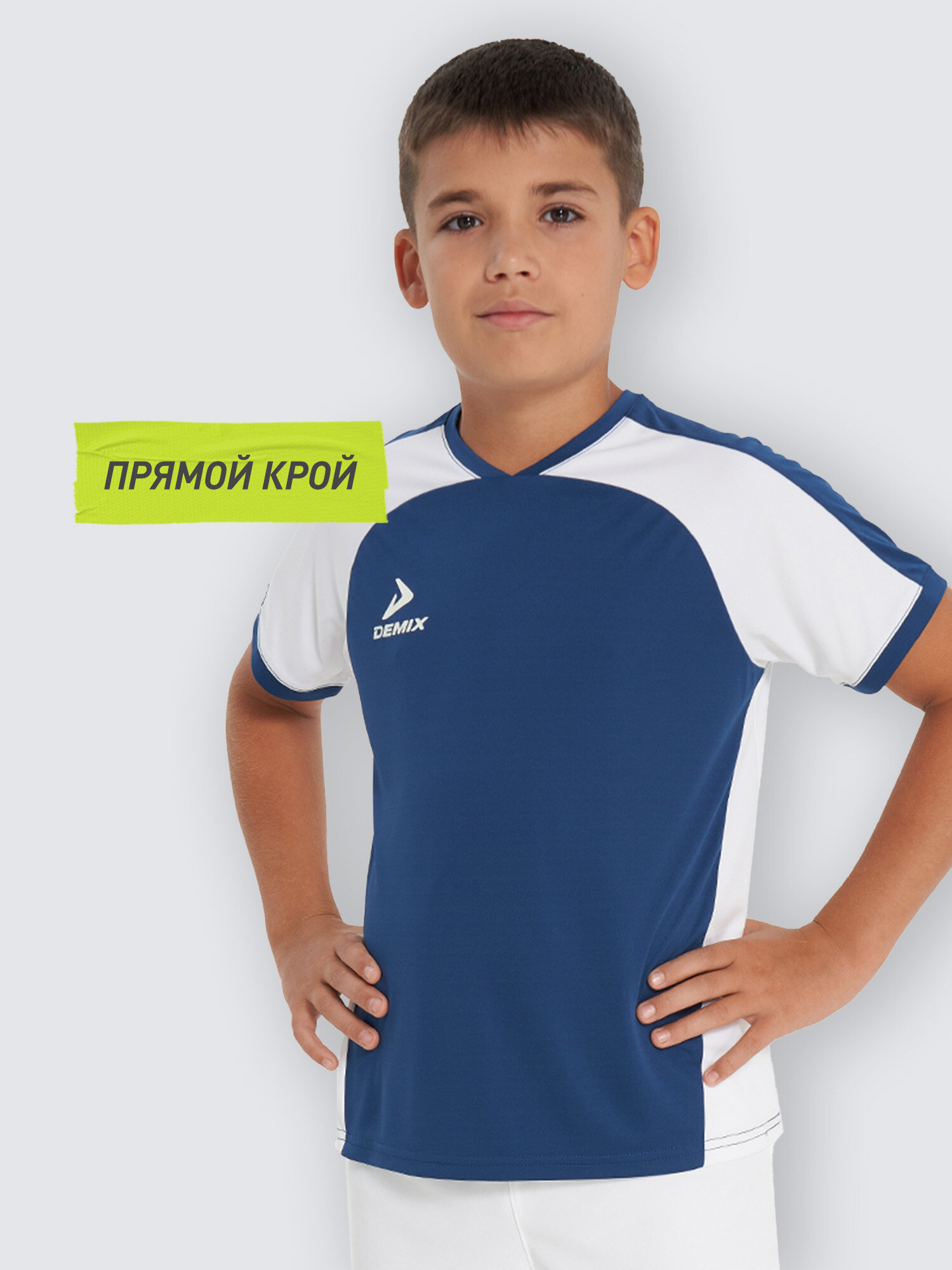 Футболка спортивная Demix, размер 146-152, синий/белый — фото 1