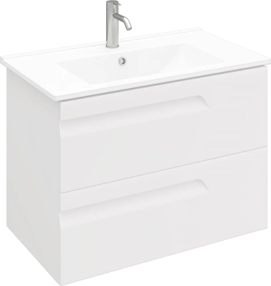 Тумба с раковиной Laparet Atlas 80 подвесная  белая матовая