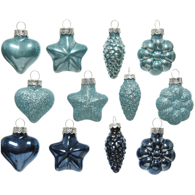 Набор стеклянных елочных игрушек Blue Lagoon 4-5 см 12 шт подвеска Winter Deco 1001431