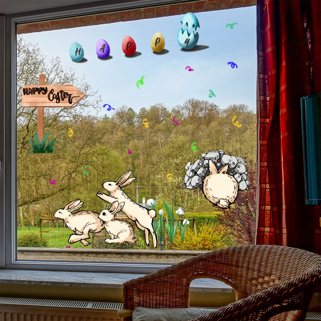 2pcs Happy Easter Decorations Eggs Wall Sticker Electrostatic Decal — фото 1
