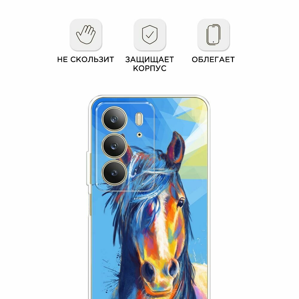 Чехол на Realme C75 4G / Реалми C75 4G с принтом "Лошадь арт 3" — фото 1